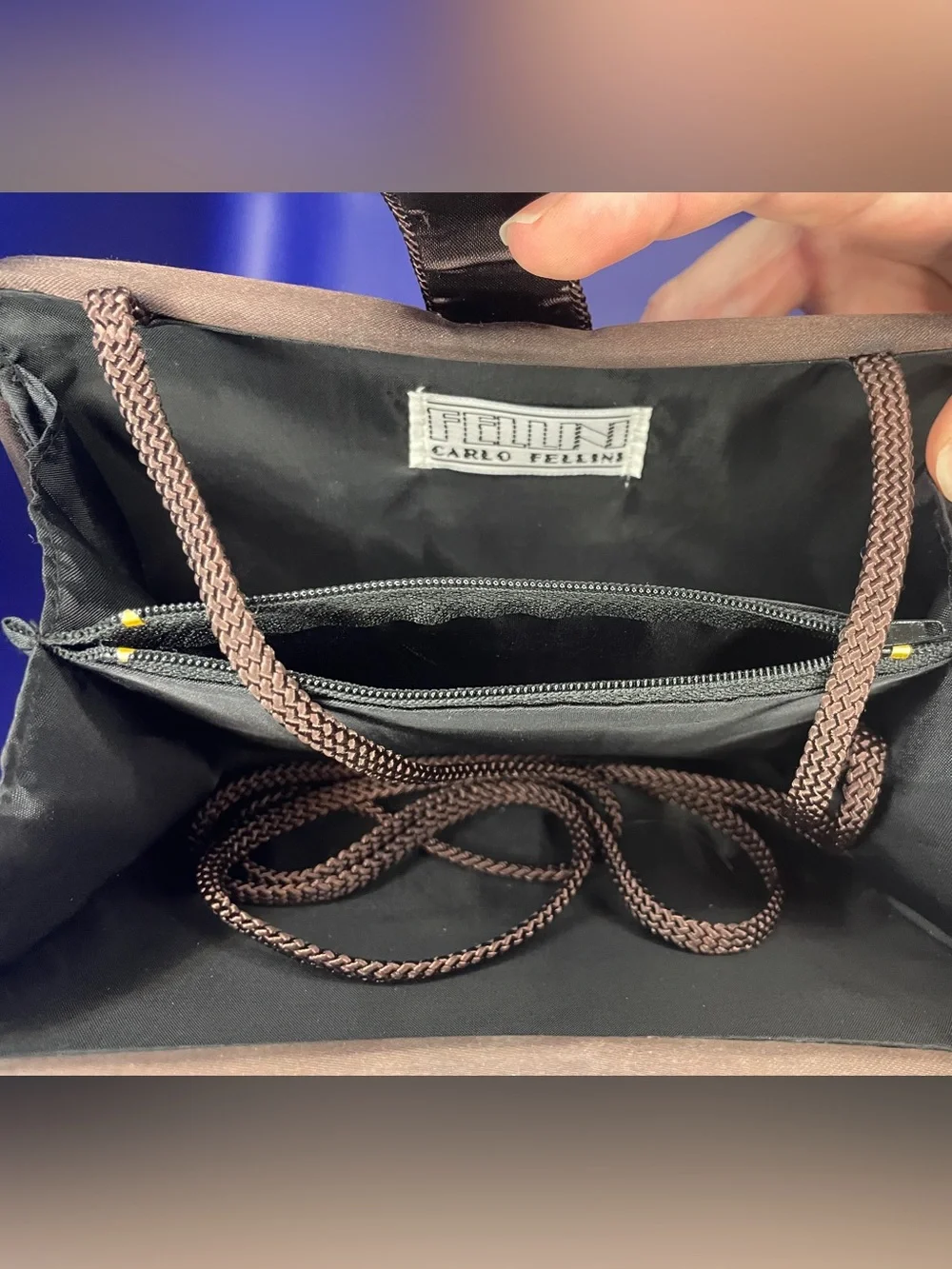 Elegant Brown Satin Pleated Clutch Bag